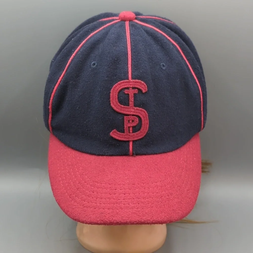 The Ville St Paul Saints Baseball Snapback 100% Wool Hat Cap Navy Blue/Red